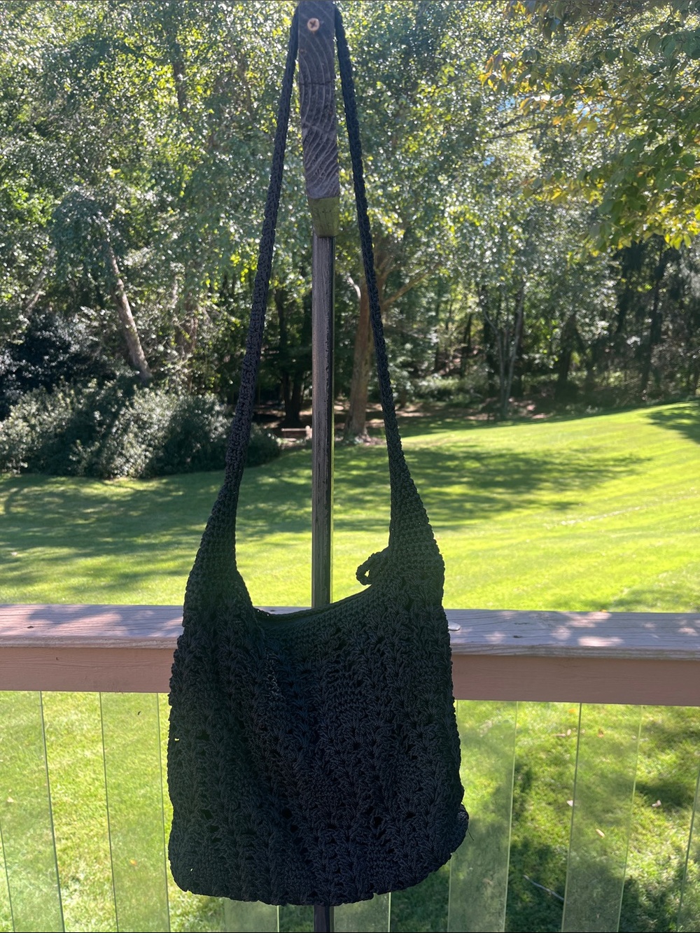 The SAK Black Crochet Shoulder Bag for Women - Classic Knit Tote